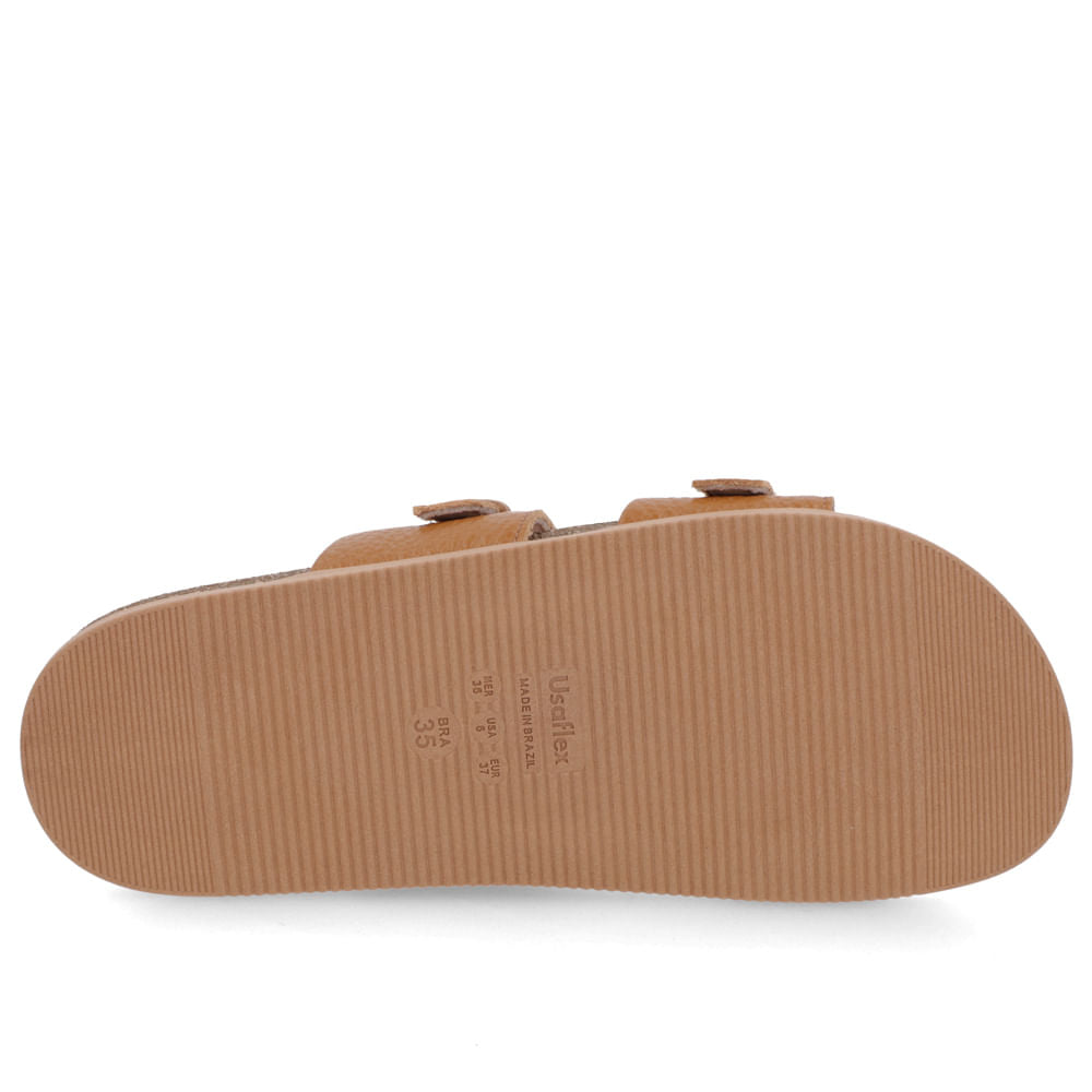Slide Birken Marrom Couro Relax Com Fivela e Enfeite Elegante