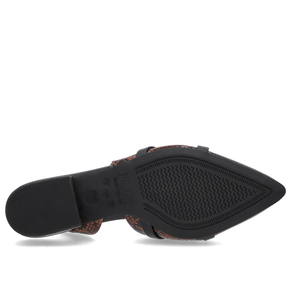Slingback Semi Aberto Estampa Animal Couro Verdadeiro Feminino