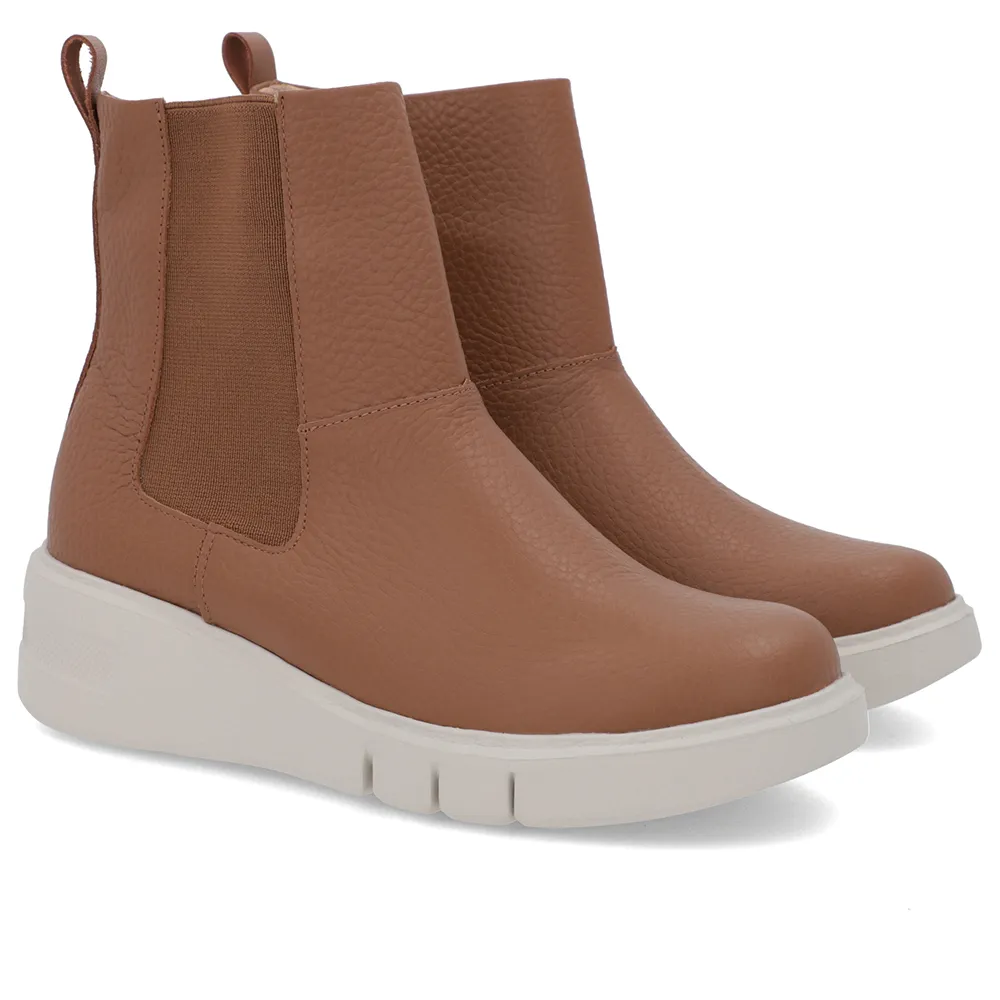 Bota Coturno Marrom Couro Elástico Lateral Confortável Durável